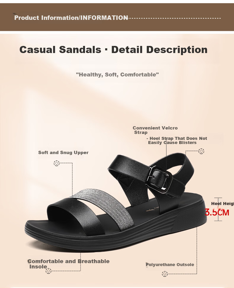 RED DRAGONFLY Soft Sole Leather Sandals Women Wedge Comfortable Beach Shoes WTK233812 5