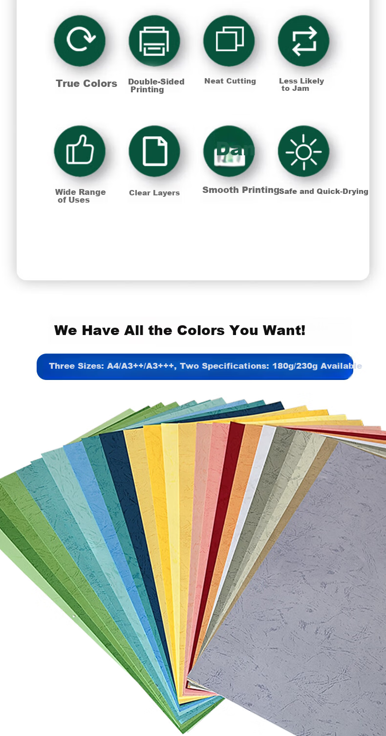 Doton 180g A3+++ Flat Leather Texture Paper 297*480mm Silver Gray 100 Sheets Glue Binding Machine Faux Leather Texture Paper Document Contract Cover Cloud Paper 2