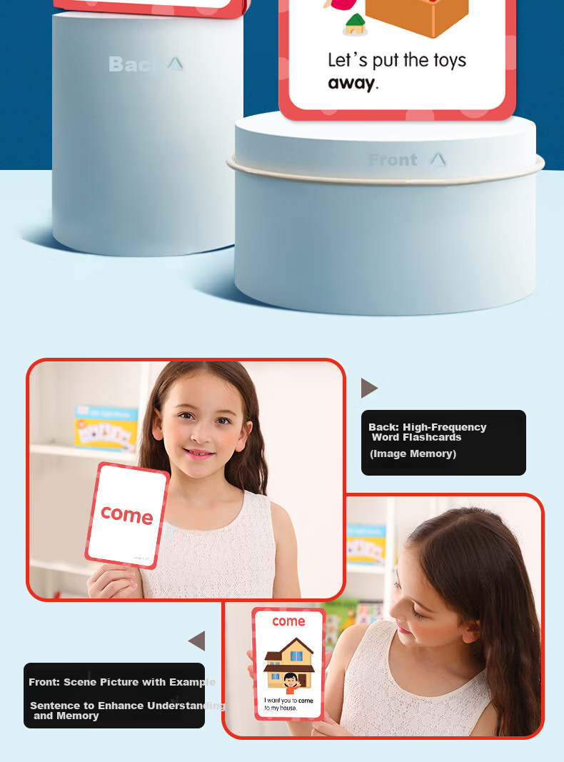 Shalin Saalin Early Childhood English Enlightenment TPR Action Instruction Cards, Interactive Flashcards for English Vocabulary, Early Education for Childre 6