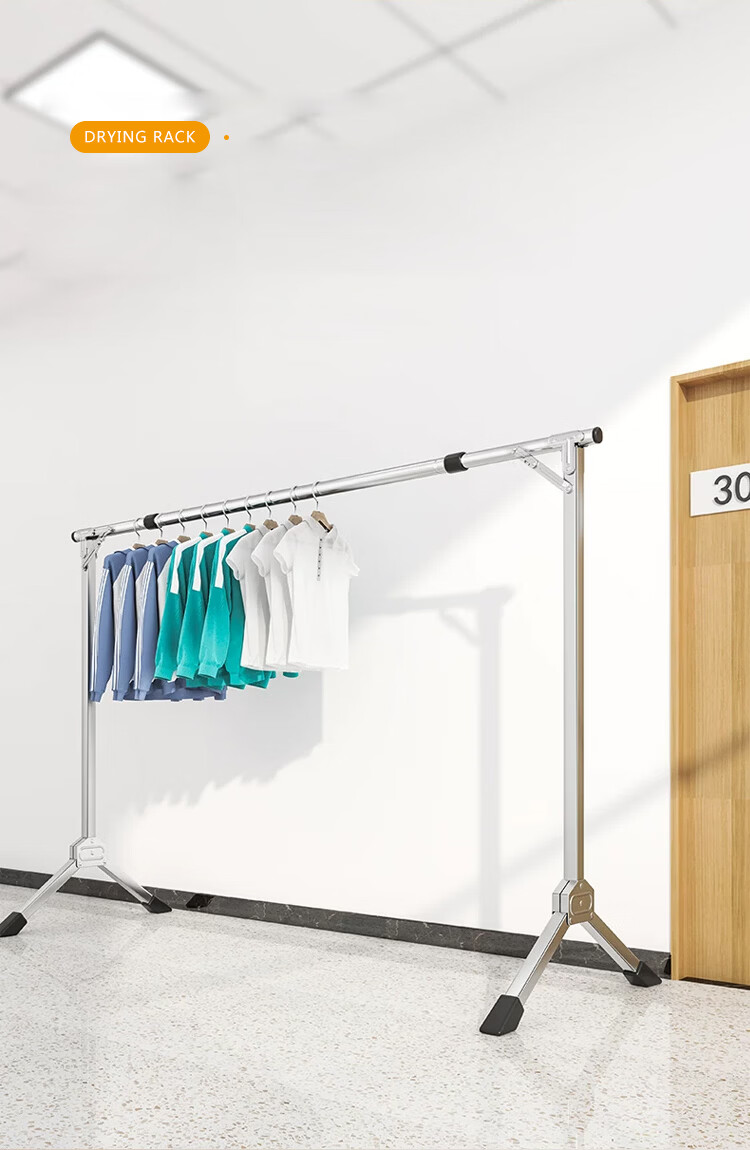 Huakai Star Floor-Standing Balcony Clothes Drying Rack Foldable Extendable YJ181 1.6m Adjustable Clothes Hanger No Installation Needed 11