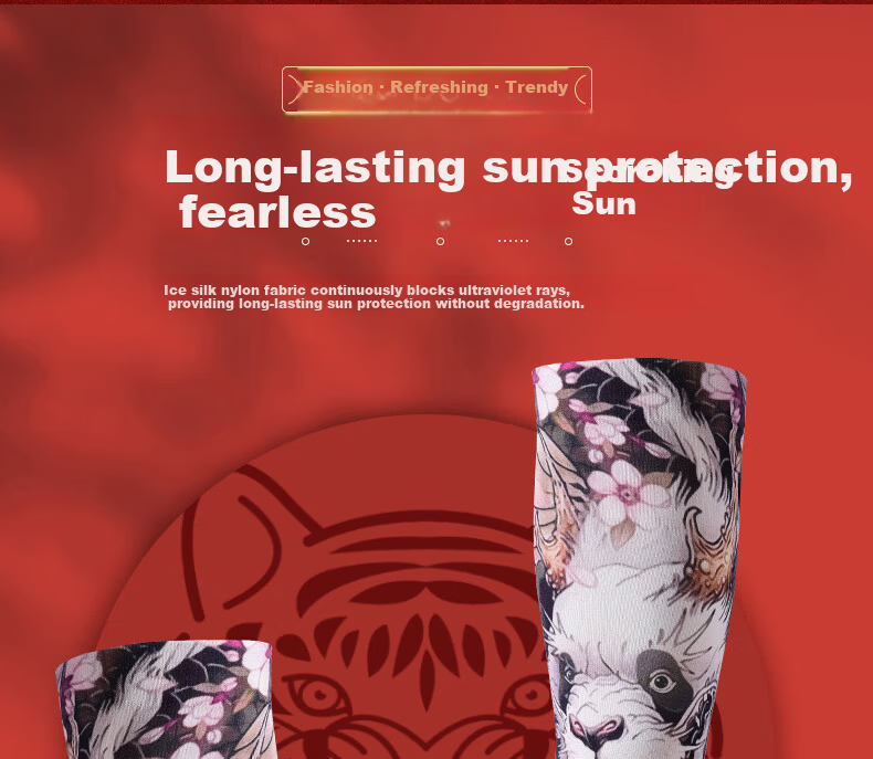 RED DRAGONFLY Tattoo Ice Sleeve Men's Floral Arm Sun Protection Ice Silk Arm Sleeve Summer Sunshade Cooling Sleeve Personalized Arm Guard 6