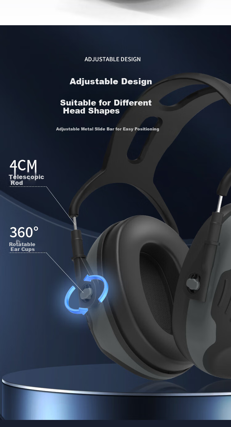 Huadun Noise Reduction Ear Muffs Noise Cancelling Soundproof Black Rotatable 34dB 1 Pair HD-X5 6