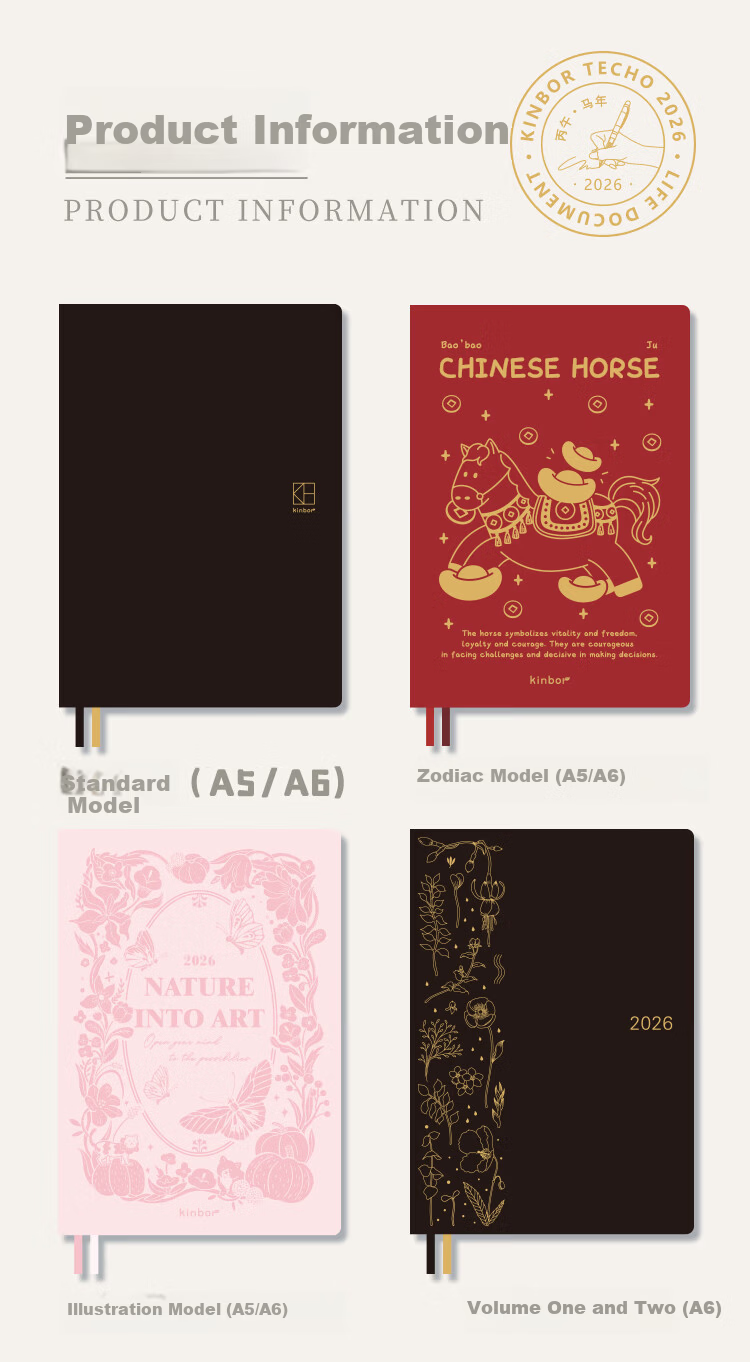 Kinbor 2026 A5 Annual Planner PU Leather Diary Notebook Daily Schedule Journal DT53558 3