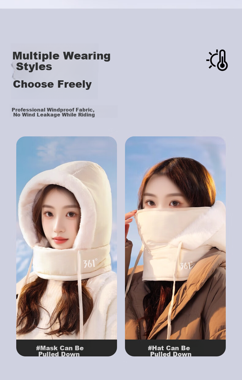 361° Cycling Face Mask Neck Warmer Fleece Hat Winter Outdoor Skiing Motorcycle Electric Bike Men 13