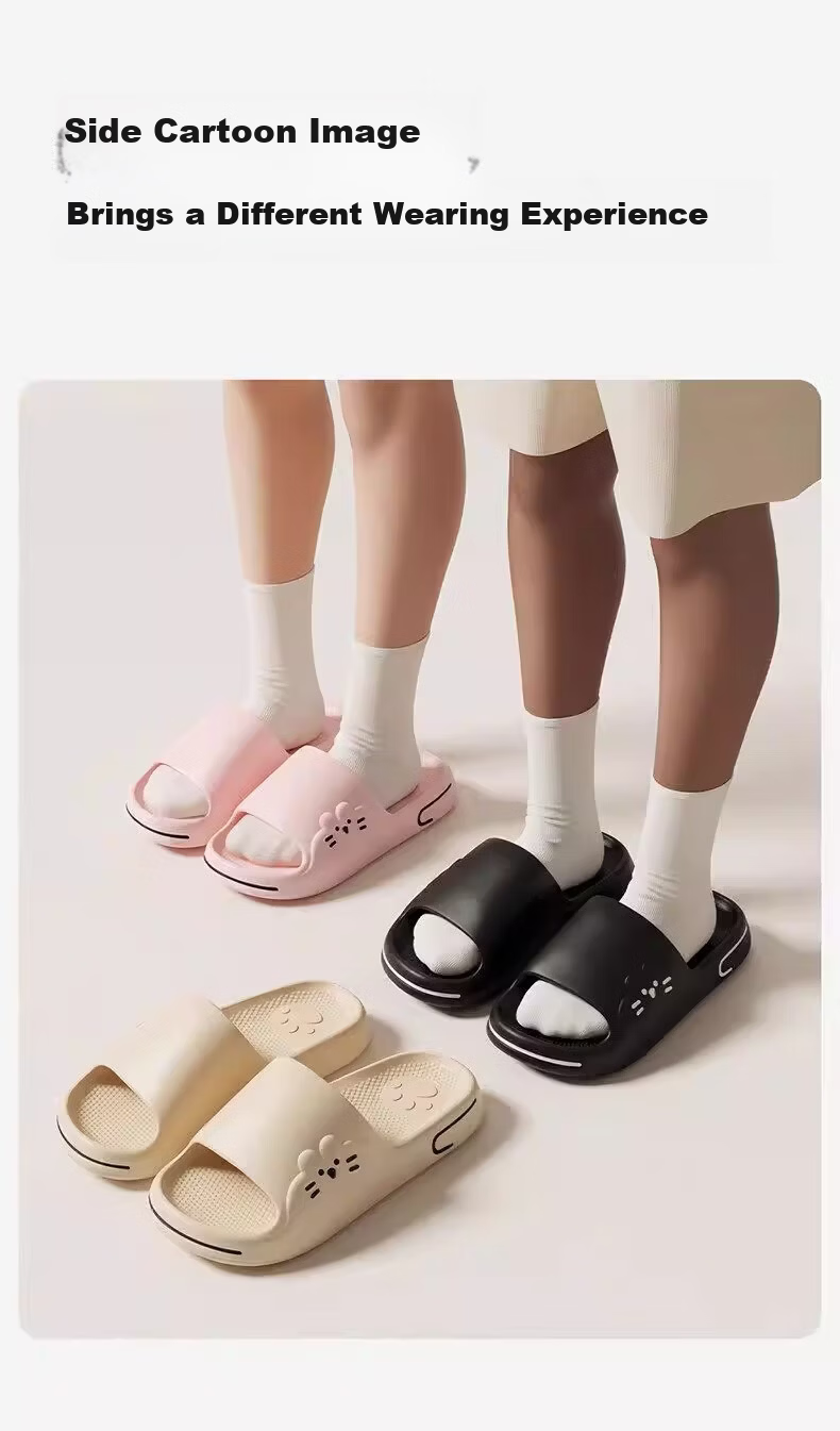 Qiumuxi Cute Cat Slippers Unisex Cartoon Outdoor Anti-Slip Home Indoor Bathroom Couple Thick Sole Soft Feeling Cool Slippers 7