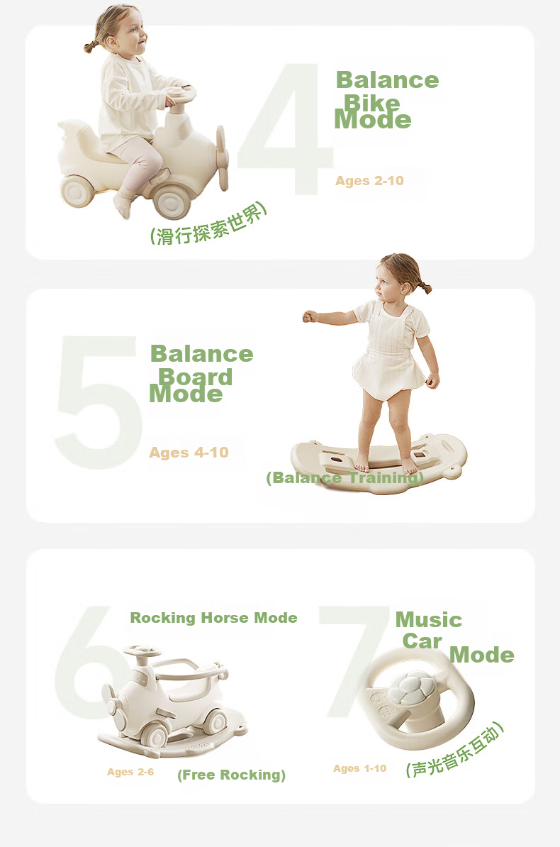 BG-BABYGO Aviator Rocking Horse Bouncer Baby Ride-On Car Toddler Wooden Horse Toy Birthday Gift First Birthday Present Rocker Car 4
