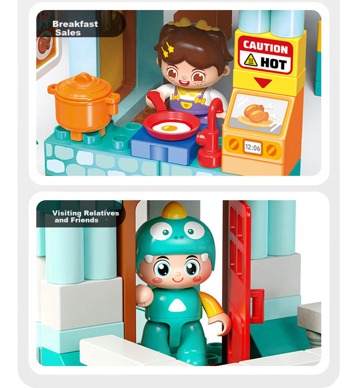 FEELO Compatible LEGO Large Building Blocks Children's Assembly Toy Boys Girls Birthday Gift Windmill Villa Y42007 Bucket 9