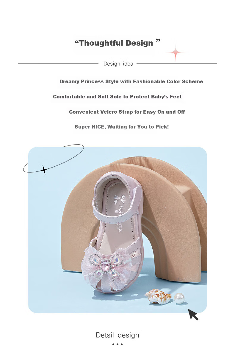 Fulromy Girls Toddler Walking Shoes Summer Sweet Bow Princess Sandals Baby Soft Sole Crystal Shoes Iridescent Pink Size 22 2