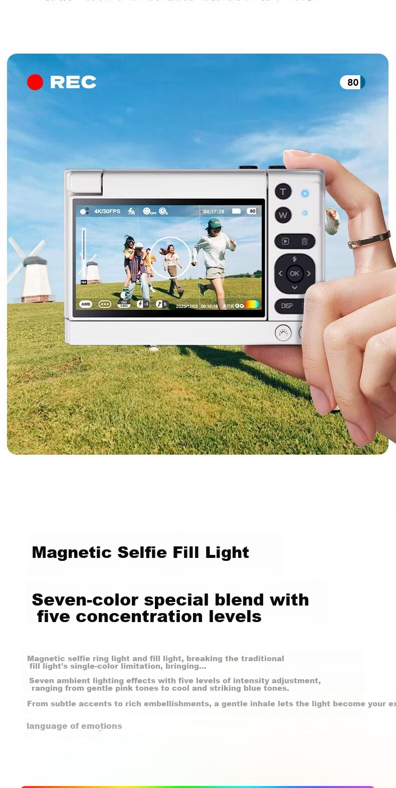 Patriot D9/E9PRO Flip Screen Selfie Student Digital Camera Birthday Gift for Girls Entry-Level Campus HD Travel Alternative CCD White 128GB Children's Day Gift 10