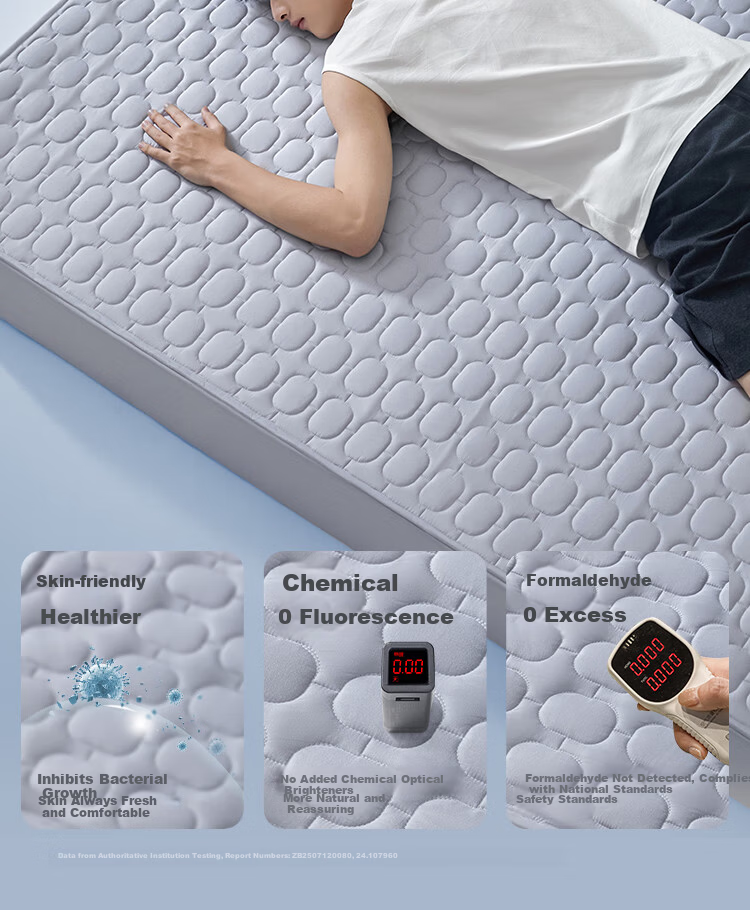 MLILY Class A Waterproof Fitted Sheet Single Piece Anti-Mite Mattress Protector Full Coverage Fitted Sheet 1.8m x 2m Gray 5