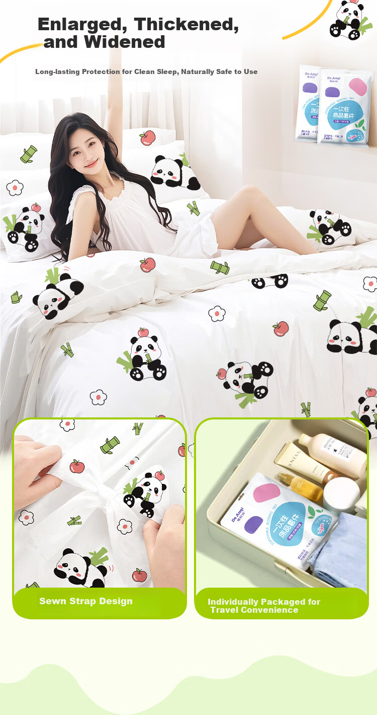 Deanqi Disposable 4-Piece Bedding Set 3-Piece Pillowcase Hotel Travel Duvet Cover Bed Sheet Individually Packaged 10