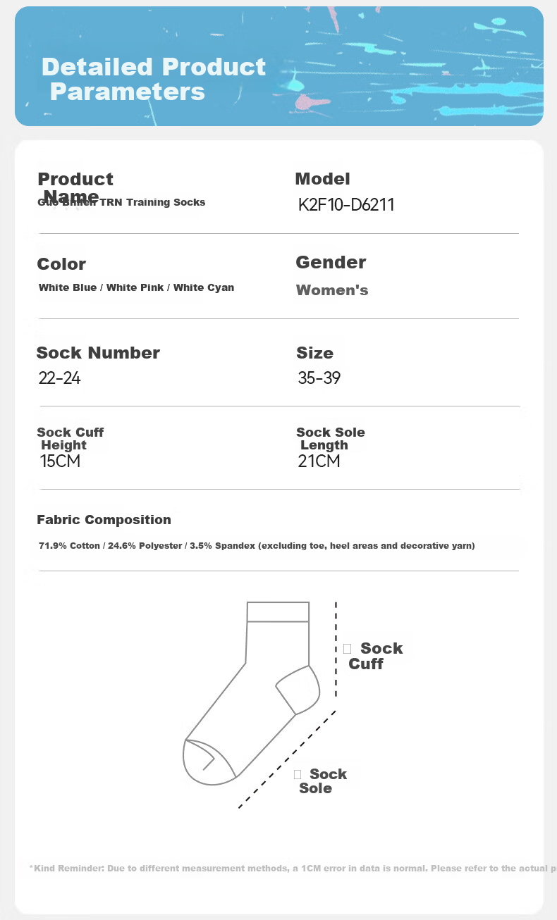 KAWASAKI Badminton Socks Striped Fruit Pie TRN Training Mid-Calf Sports Socks D6211 Blue/Pink/Green (3 Pairs) 10