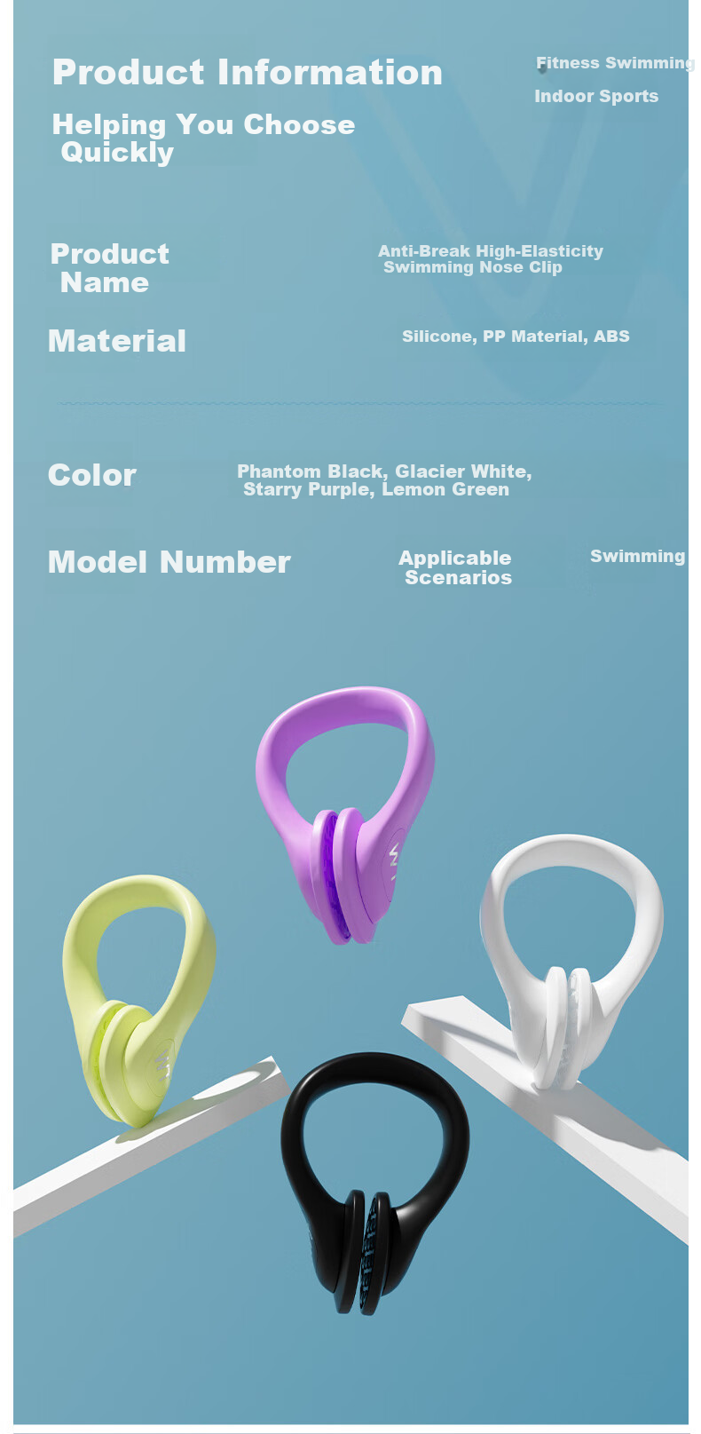 WATERTIME / Shuichuan Soft Silicone Nose Clip Swimming Anti-Choke Gear Phantom Black 6