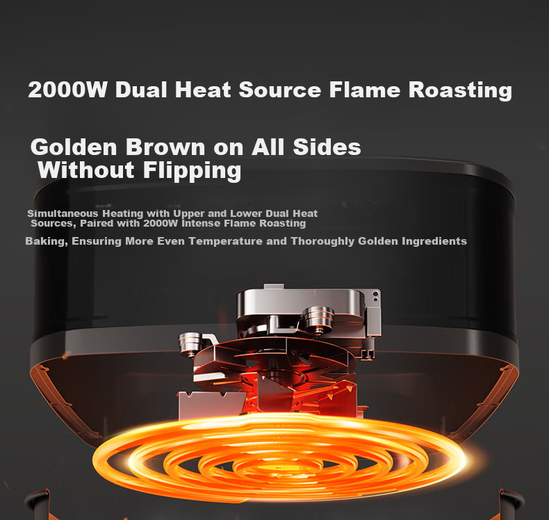 Joyoung Dual Heat Source Air Fryer 7.8L Large Capacity Visible Window Stainless Steel Steam Oven KL80-V587Y 7