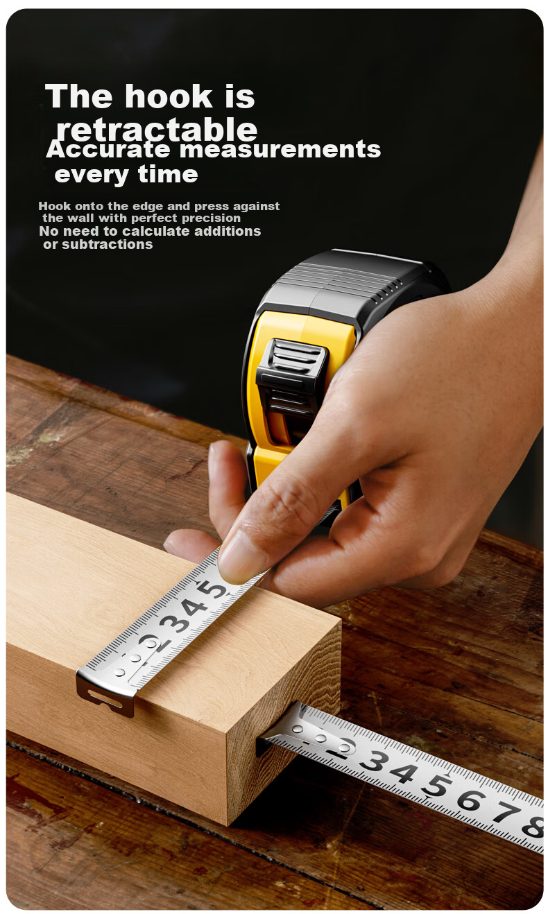 Oulaide Fully Rubber-Coated Steel Tape Measure, Thickened Household Measuring Tape, Meter Ruler, Box Ruler, High-Precision Ruler, National Standard II Grade Precisio 10