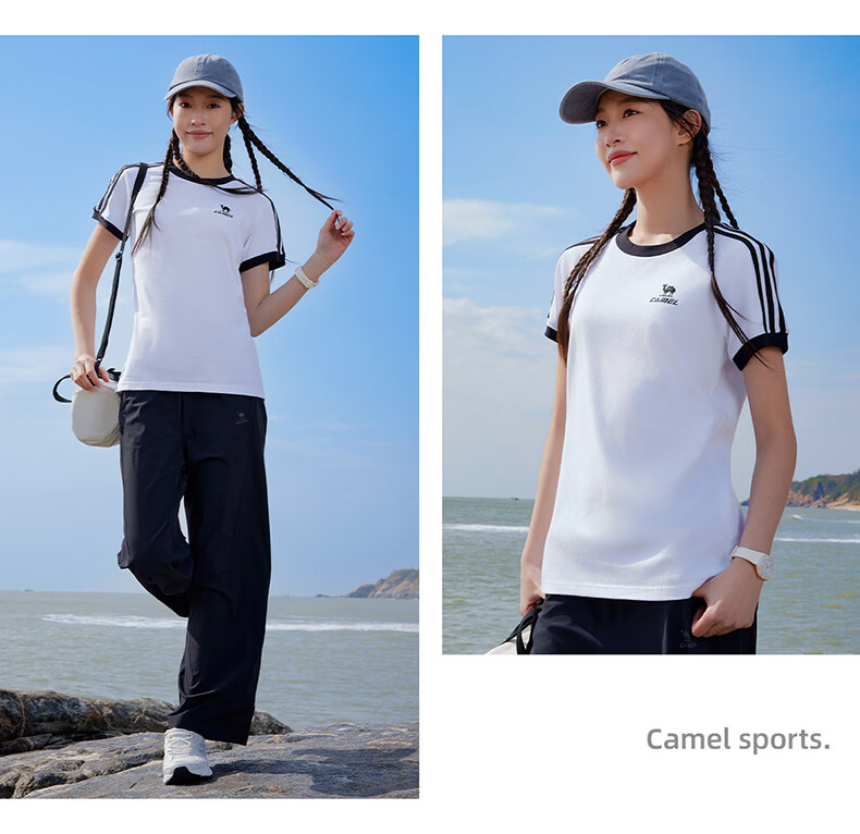 CAMEL Dilireba Same Style Pure Soft Cotton Oversized Unisex Short Sleeve T-Shirt C36BAXLN090 Outlook Gray XS 10