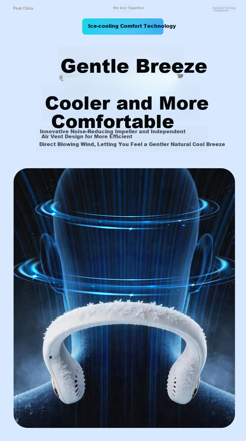 PEAK [Million-Selling | Semiconductor Cooling] Neck-Hanging Fan Cooling, 2026 New Model with Ultra-Long Battery Life, Waist-Hanging Small Outdoor Portable Quiet Fan, Neck-Hanging Style 8