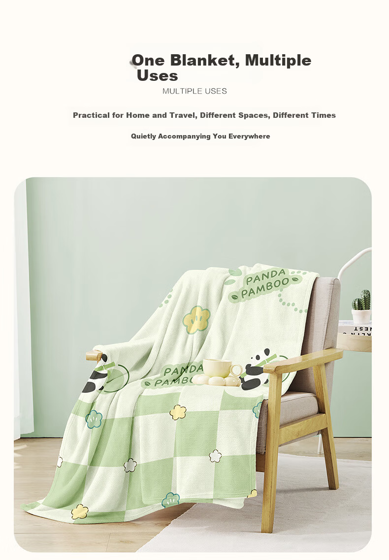 BEYOND Home Textile Coral Fleece Blanket Office Air Conditioning Blanket Nap Blanket Thin Cover Blanket Panda Pattern 200*230cm 6