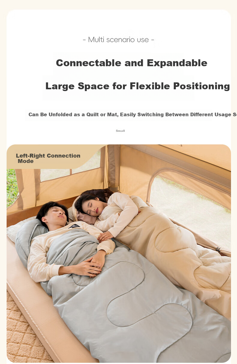 CAMEL Outdoor Sleeping Bag Camping Adult Thickened Warm Cold-Resistant Four-Season Universal Men's Winter Honey Peach Color 3009 7