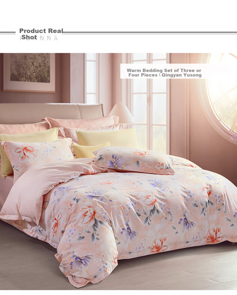 FUANNA Four-Piece Set, All-Cotton Brushed Class A Bedding, 60s Xinjiang Long-Staple Cotton Thickened Bedding, Single/double Size 203*229cm 9