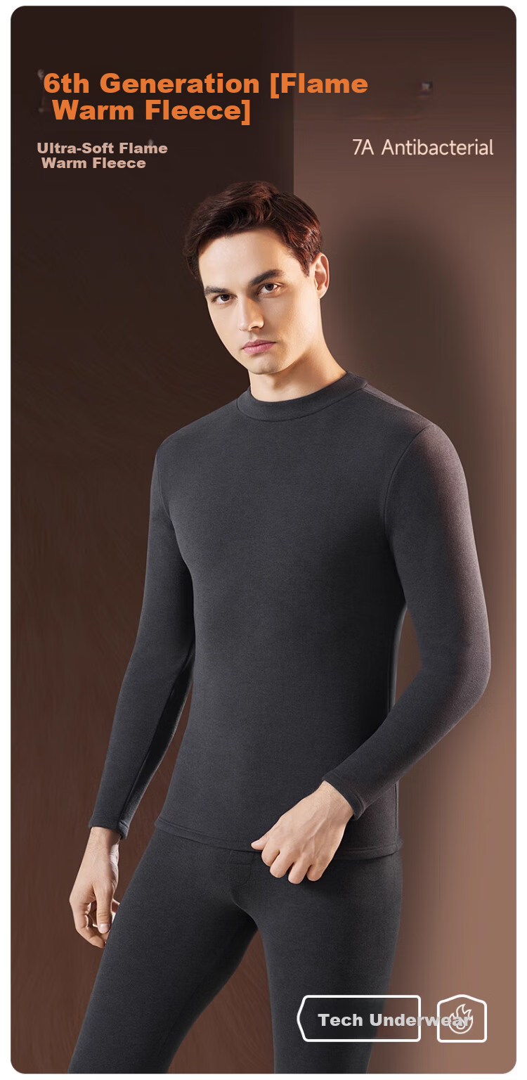 Zaisu Half Turtleneck Thermal Underwear Men Fleece Thickened Heat Retaining Warm Autumn Winter Cold Protection Innerwear Set 1