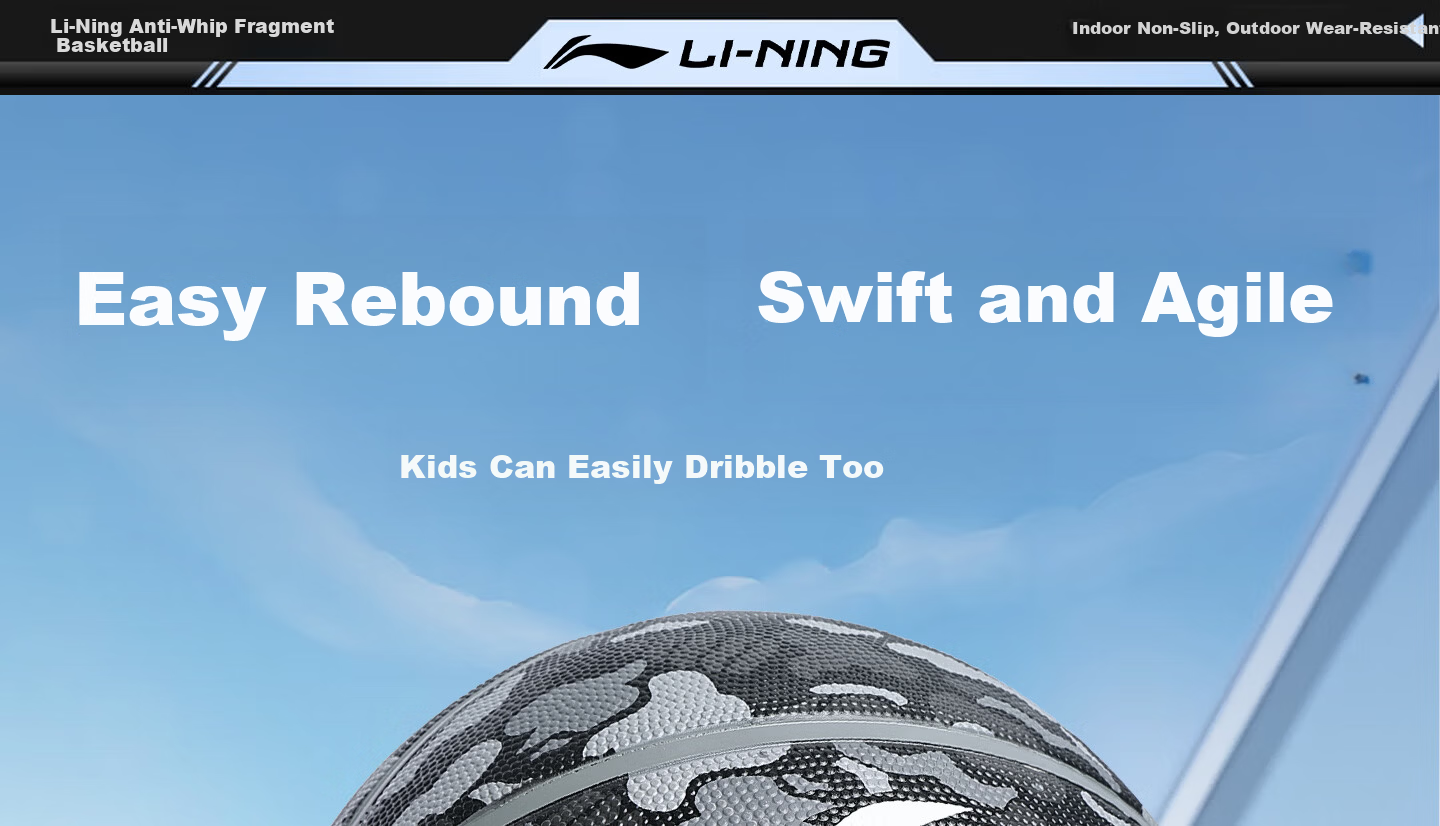 Li-Ning Basketball No.5 Children's Basketball for Ages 6-12, Primary School Training Basketball, Indoor and Outdoor Wear-Resistant Cement Court Basketball 24