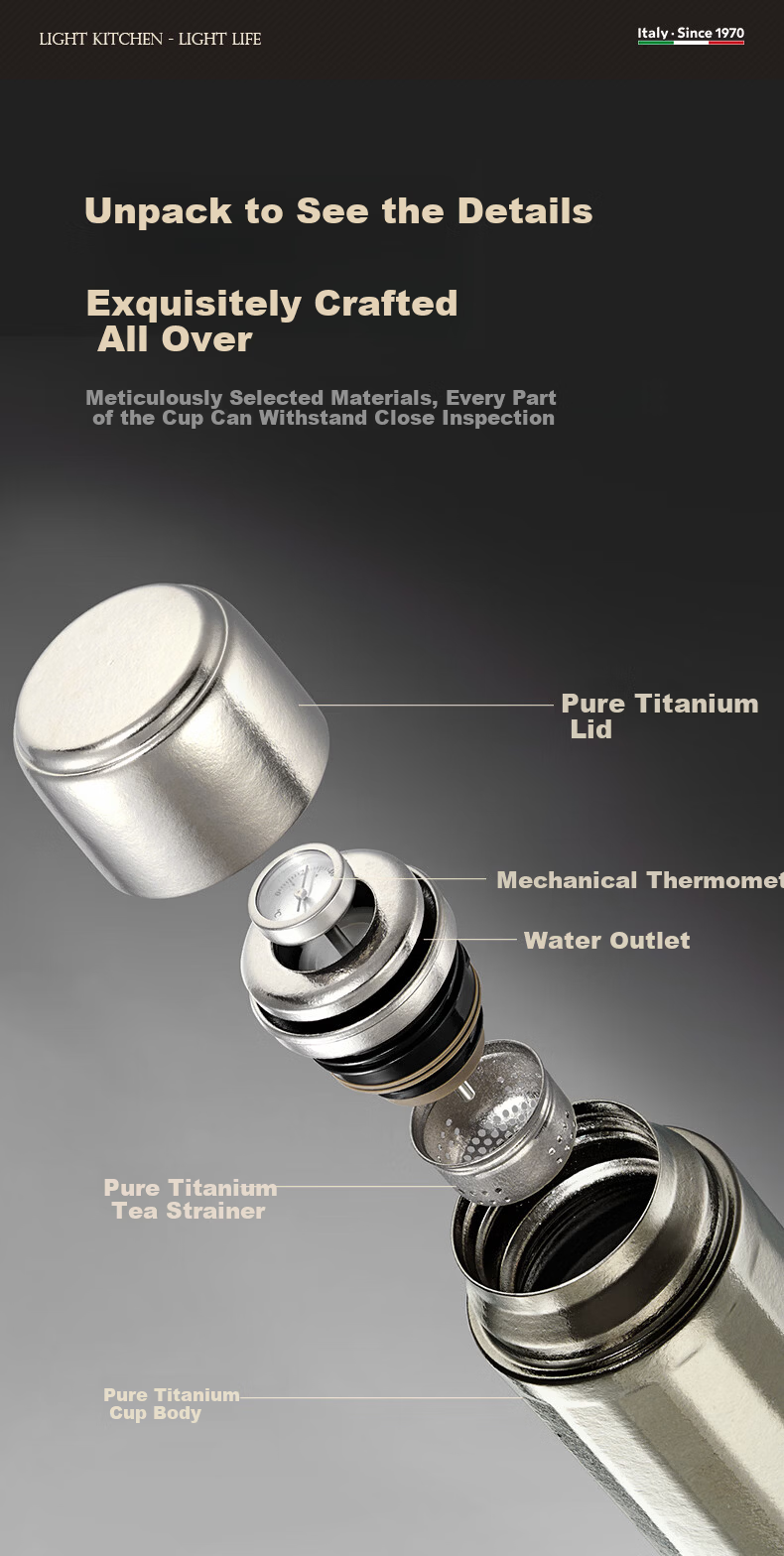 Alluflon Pure Titanium Insulated Tea Infuser Cup High-End Tea Steeping Cup Tea Water Separation Health Preservation Gift Titanium Cup Ice Flower Silver 12