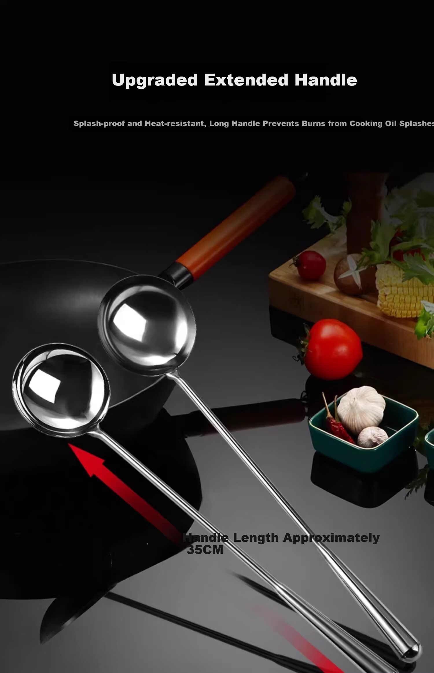 Congge Stainless Steel Medium Cooking Spoon Solid Serving Spoon Long Handle Chef Spoon Thickened Soup Ladle Spatula Jingcang 2