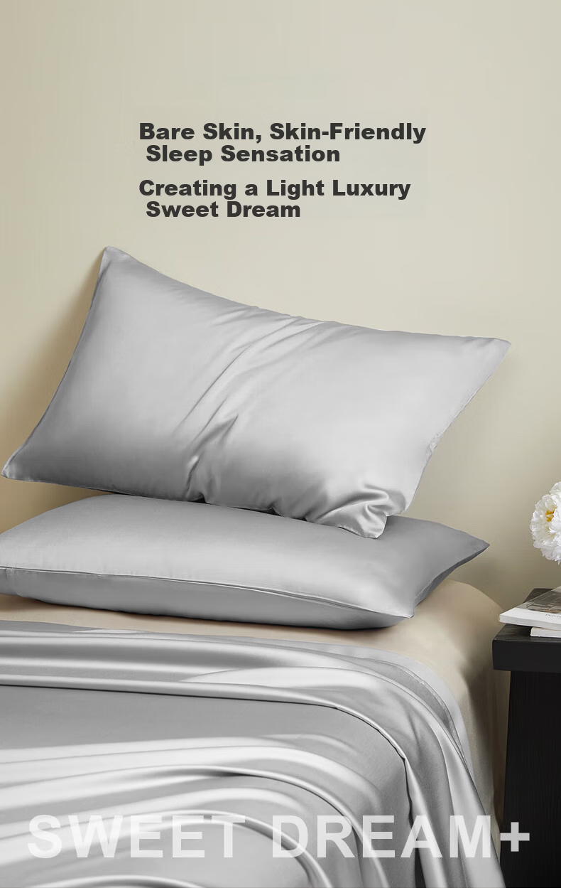 CROWN Pillowcase 48x74cm Pair Home Use 60-Count Tencel Lyocell Washed Pillowcase Gift Box Set 4