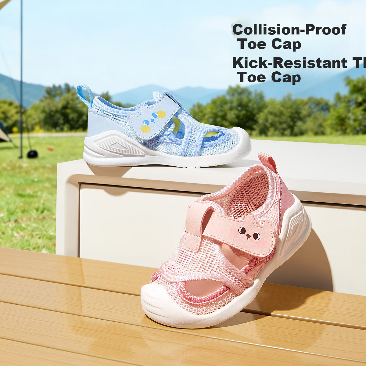 AIBEDILA Baby Toddler Walking Shoes Summer Mesh Hollow Breathable Shoes Mint Beige Size 19 Inner Length 14cm
