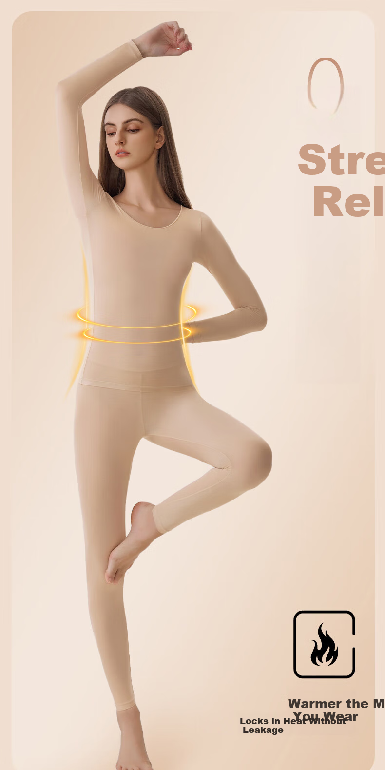 Lixingji Hyaluronic Acid Foundation Liquid Mask Thermal Underwear Set for Women Ultra-thin Invisible Skin Base Moisturizing Clothing 7