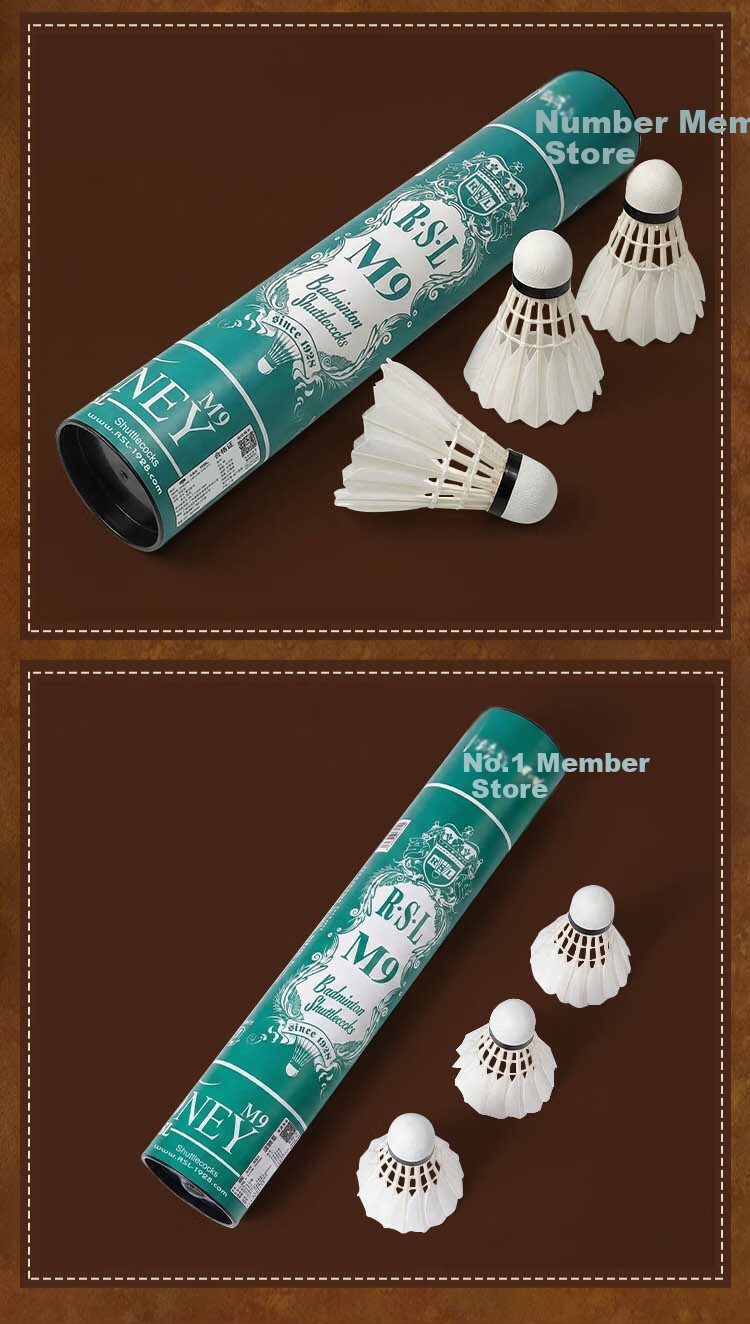 RSL Badminton Shuttlecocks Feather Flight Stable Durable Competition Training Duck Feather 12-Pack Yonex M4 Tube Speed 77 8