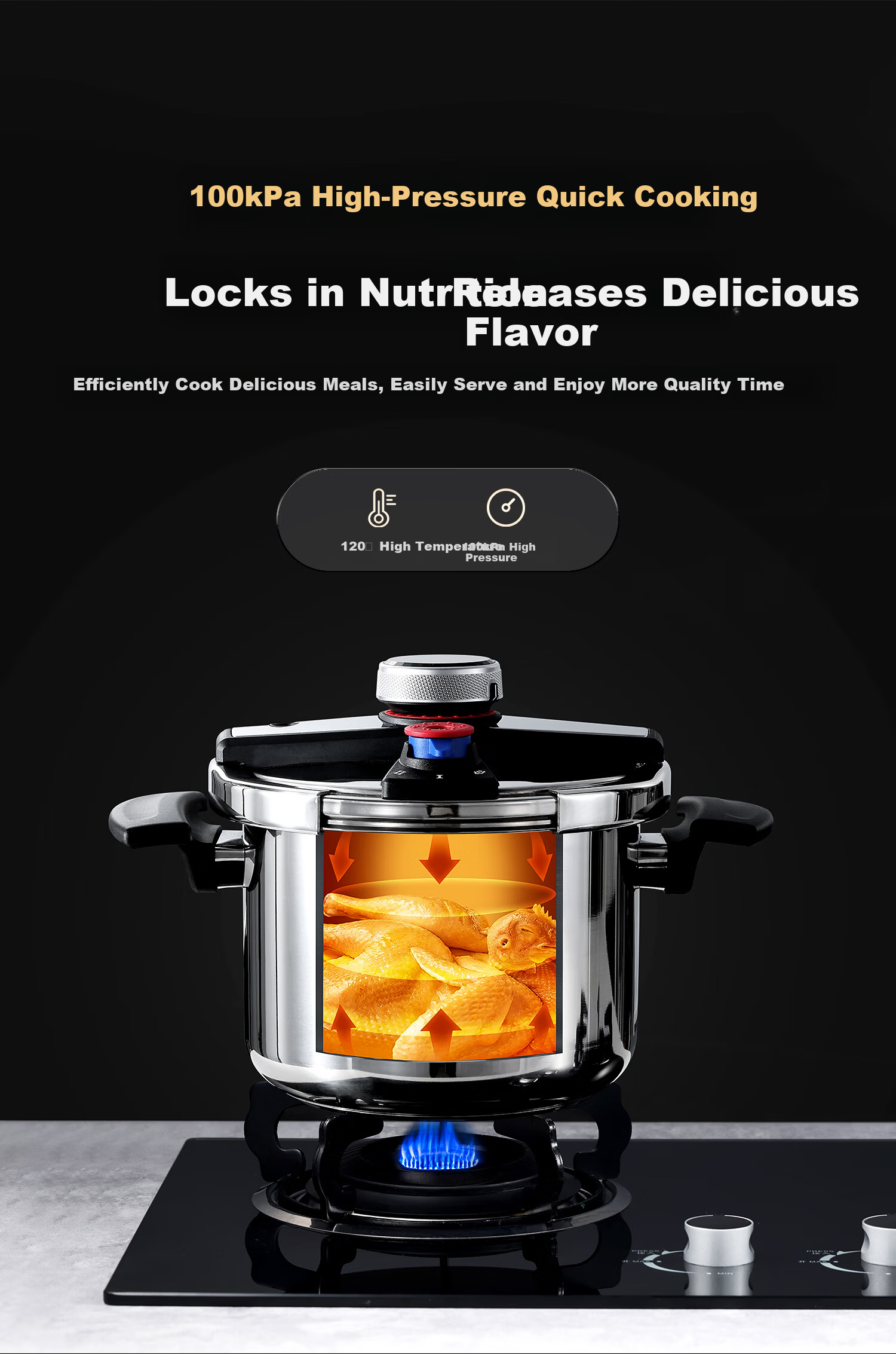 Carrot Small Household Pressure Cooker 304 Stainless Steel Single-Handed Explosion-Proof Pressure Cooker Compatible with Gas Stove and Induction Cooker 4