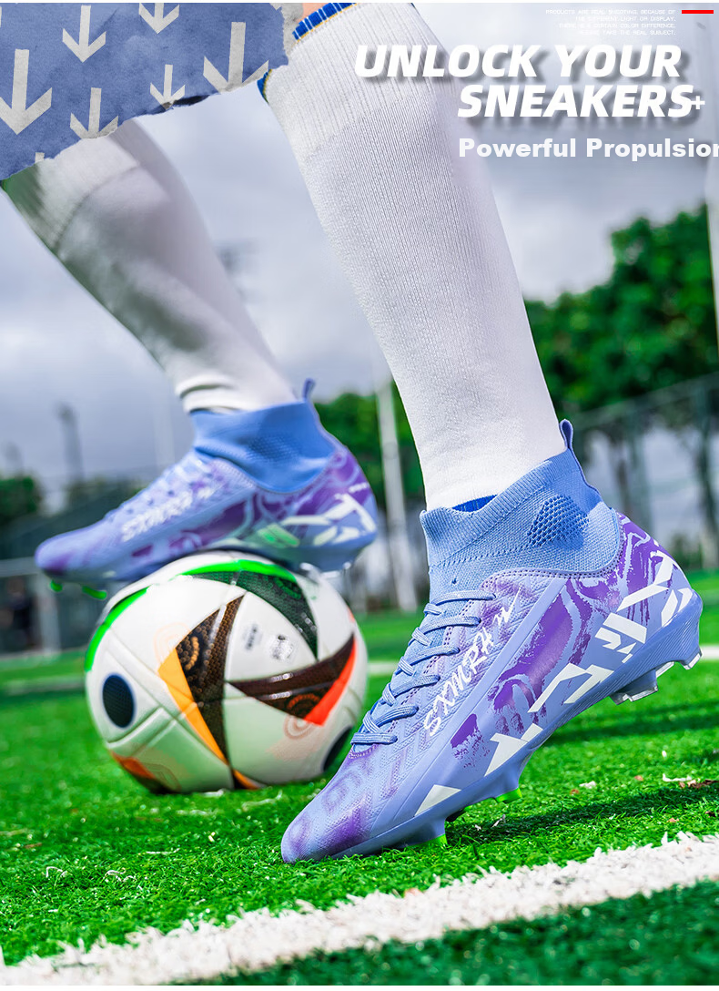 Shuangxing Men's FG Soccer Shoes Long Studs Adult Youth Kids Professional Training Cleats White Size 37 3