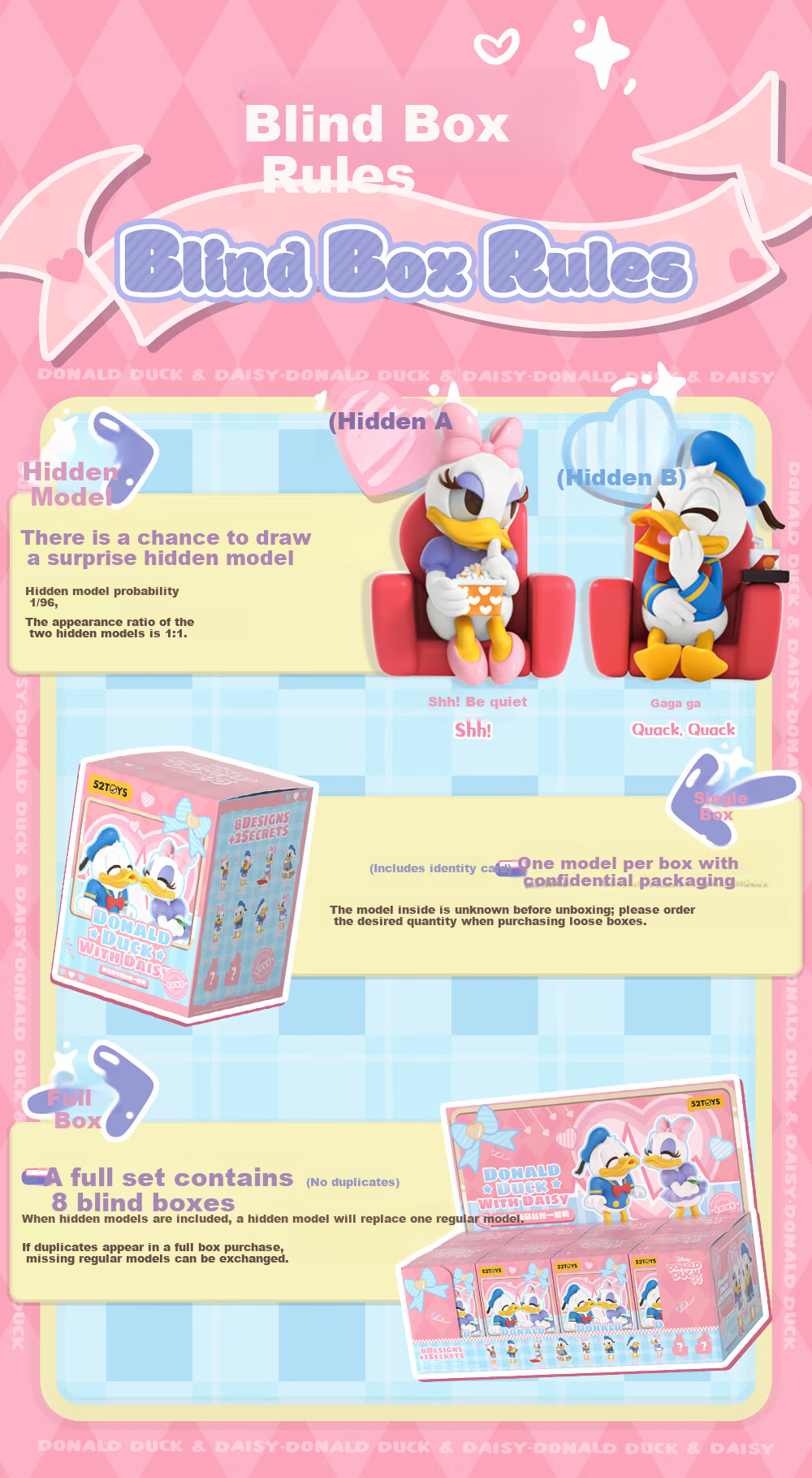 52TOYS Donald Duck and Daisy Duck Blind Box Figurine Toy Set of 8 Birthday Gift 11