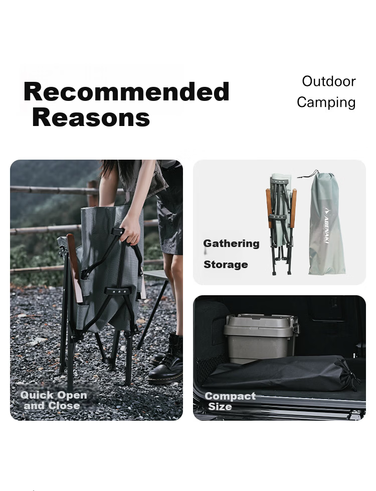 ABENAKI Outdoor High-Back Seal Recliner Aluminum Adjustable Premium Folding Camping Fishing Chair Large River Chair 2