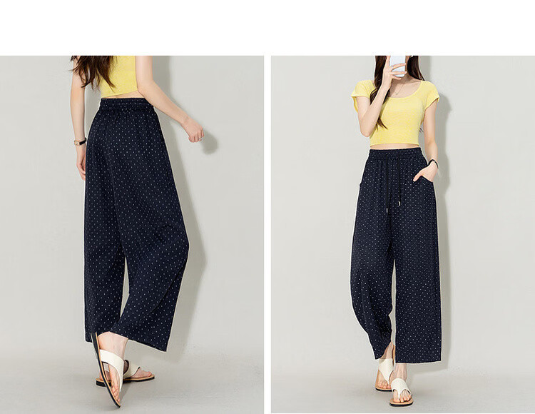 Demana [Comfort Zero Pressure Pants] Summer Korean Retro Polka Dot Straight Leg Elastic Waist Loose Slim Versatile Women's Casual Pants 16