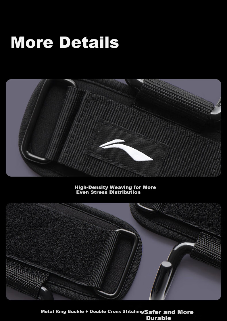 Li-Ning Pull-Up Assist Hook with Two Wrist Straps, Gym Fitness Hanging Barbell Deadlift Support Belt 11