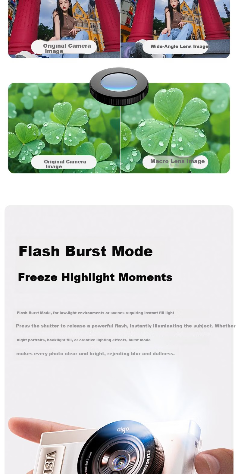 Patriot D9/E9PRO Flip Screen Selfie Student Digital Camera Birthday Gift for Girls Entry-Level Campus HD Travel Alternative CCD White 128GB Children's Day Gift 15