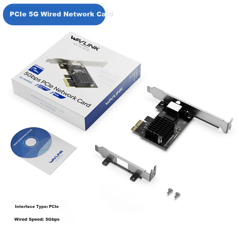 Wavlink PCI-E to 2.5G Wired Network Card, 2Gbps High-Speed Ethernet Port Expansion for Gaming And E-Sports, Desktop Computer Internal Ethernet Adapter with RJ45 Port, NWP002 12