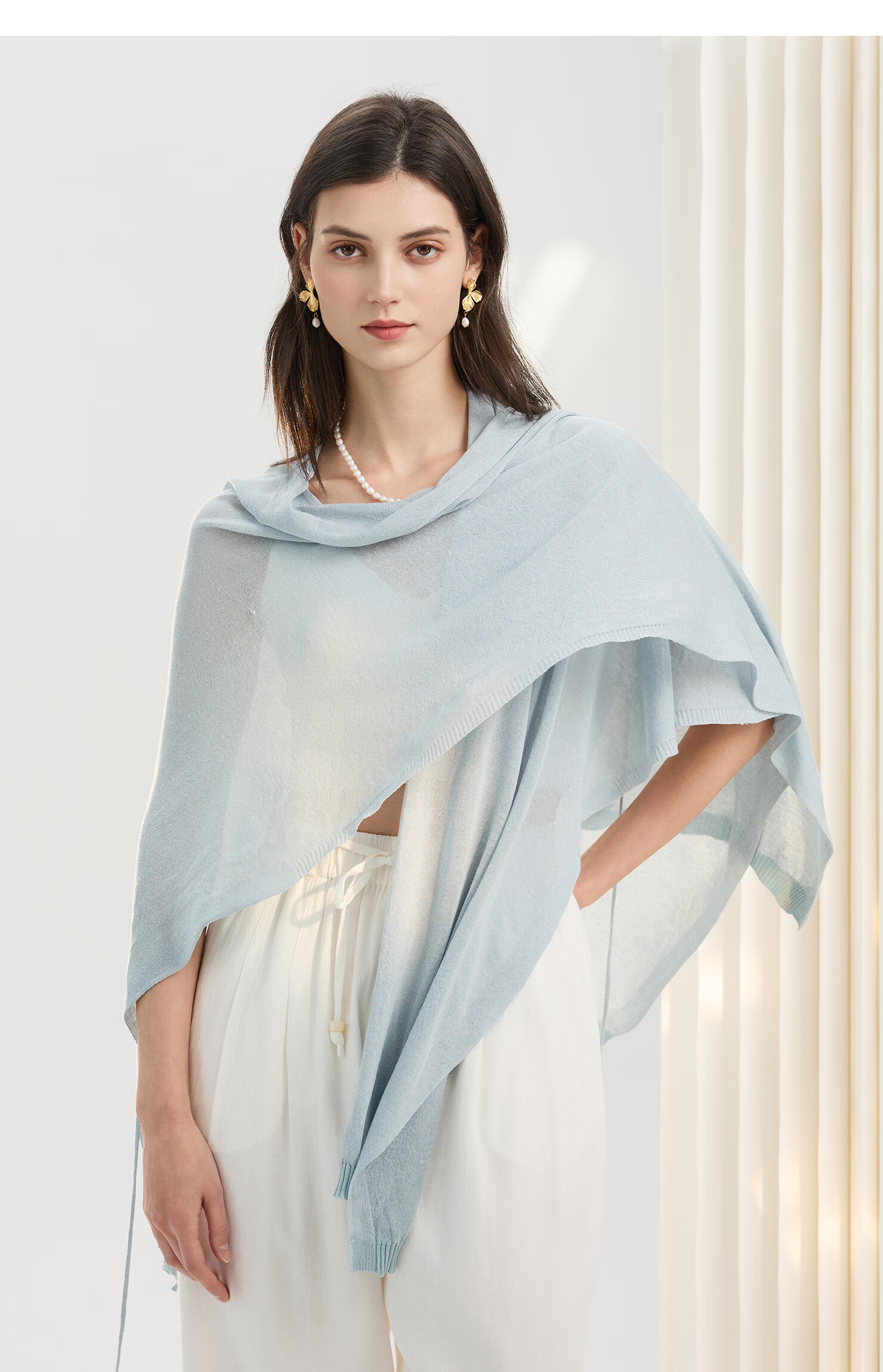ELLE Lyocell Shawl Women's Silk Scarf Summer Air-Conditioned Room Cover Cardigan Beach Seaside Cooling Gift 20