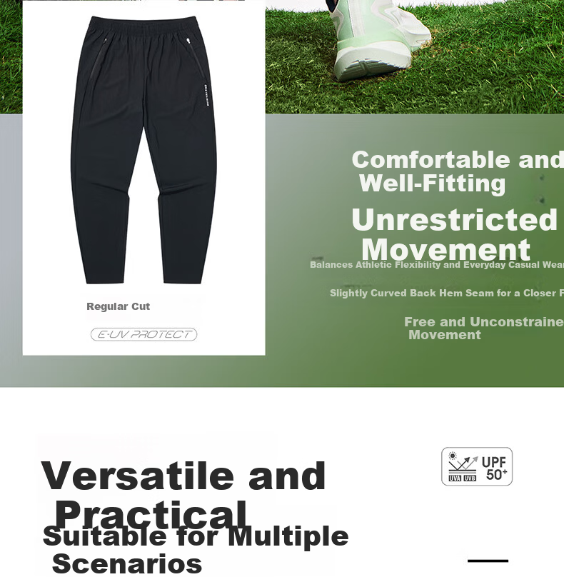 ERKE Knitted Capri Pants, Summer Ice-Cool Sun Protection Trousers, Straight-Leg Outdoor Casual Pants for Men, UPF50+ Versatile Sports Long Pants 13