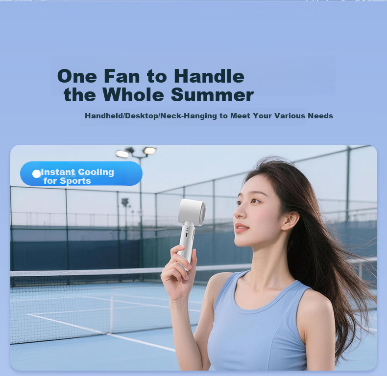 VENIDER 2026 Heavy-Duty Ice Cooling High-Speed Handheld Folding Mini Portable Outdoor Desktop USB Neck Hanging Rechargeable Silent Long-Lasting Fan for Students Dormitory 15