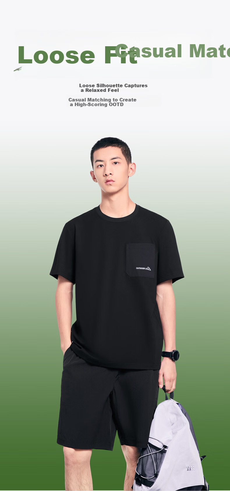 Erke Men's Crew Neck Short Sleeve Knit Shirt Summer Outdoor Antibacterial Sports T-Shirt Breathable Casual Base Layer Top 8