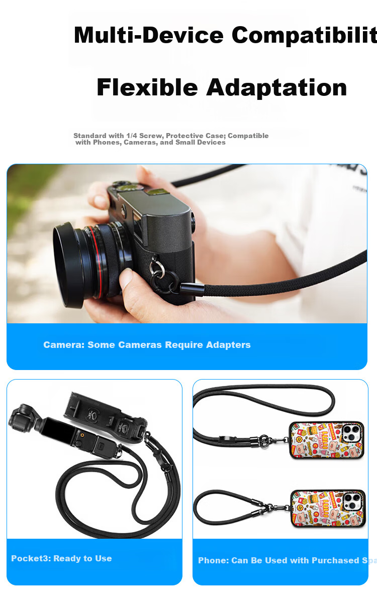 Smorss Lanyard Strap for DJI Pocket 4/3, Crossbody and Wrist Strap, Anti-Drop Retractable Safety Rope for Osmo Pocket 3 Camera Accessories 10