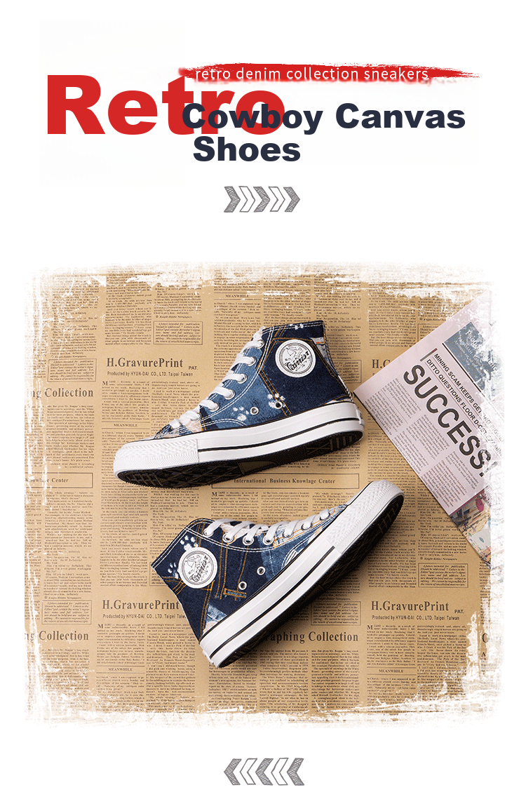 Warrior High-Top Canvas Shoes Men 2022 Spring Summer Irregular Pattern Fashion Couple Sneakers H993 Blue Floral 44 2