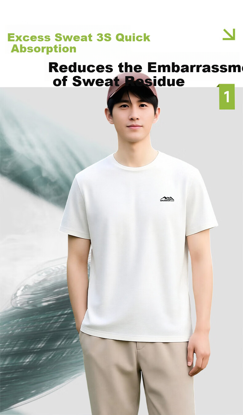 Warrior Men's Short Sleeve Summer Running Quick-Dry Breathable T-Shirt Ice Silk Sweat-Absorbing Training Top 5