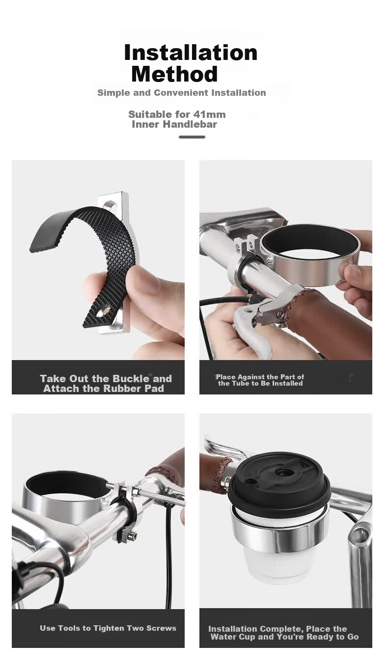Tas Captain Bicycle Coffee Cup Holder Adjustable Aluminum Alloy Handlebar Water Bottle Holder Black 9