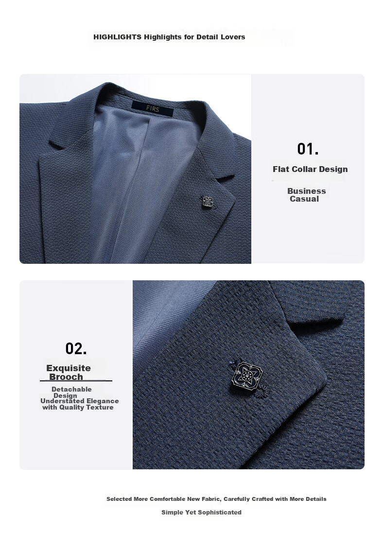 FIRS Men's Slim Fit Spring Autumn Business Casual Stretch Single-Breasted Suit Jacket Professional Blazer 2