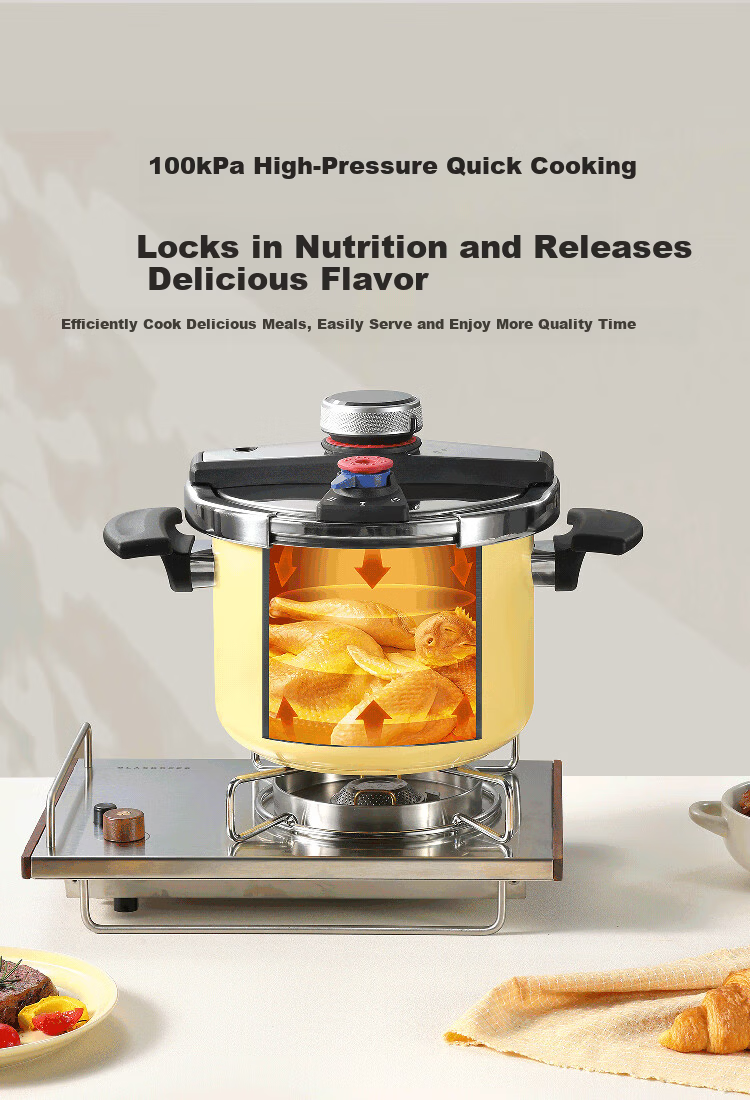 Carrot 6L Household Pressure Cooker 304 Stainless Steel Explosion-Proof Gas Stove Compatible Small Manual Locking Pressure Cooker 7